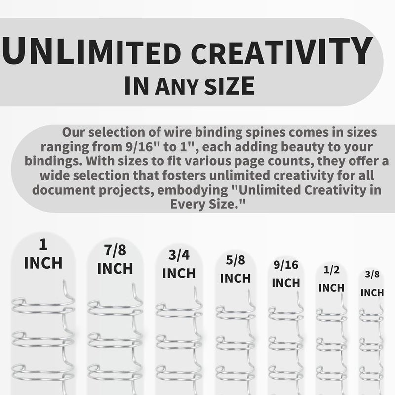 RAYSON Binding Wire Spines, 1/2 Inch, 21 Holes, 2:1 Pitch Double Loop Binding Wires Capacity 110 Sheets, Letter Size Silver Binding Spiral Pack of 100 - Image 5